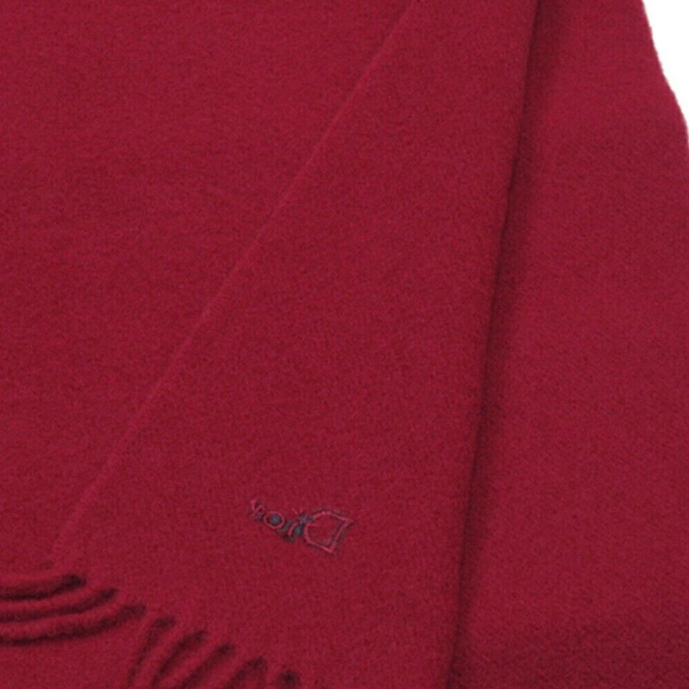 DIOR muffler logo embroidery Bordeaux wool hair Authentic - Picture 5 of 6